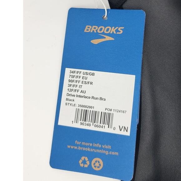 New NWT Brooks Drive Interlace Run Bra Black Size 34 F FF - Picture 8 of 8
